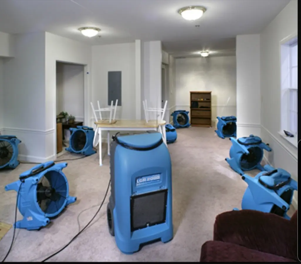 Air movers and dehumidifier setup for Water Damage Restoration in Prescott Valley