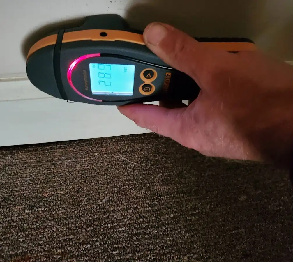 Moisture detection at baseboard during Burst Pipe Cleanup in Prescott Valley